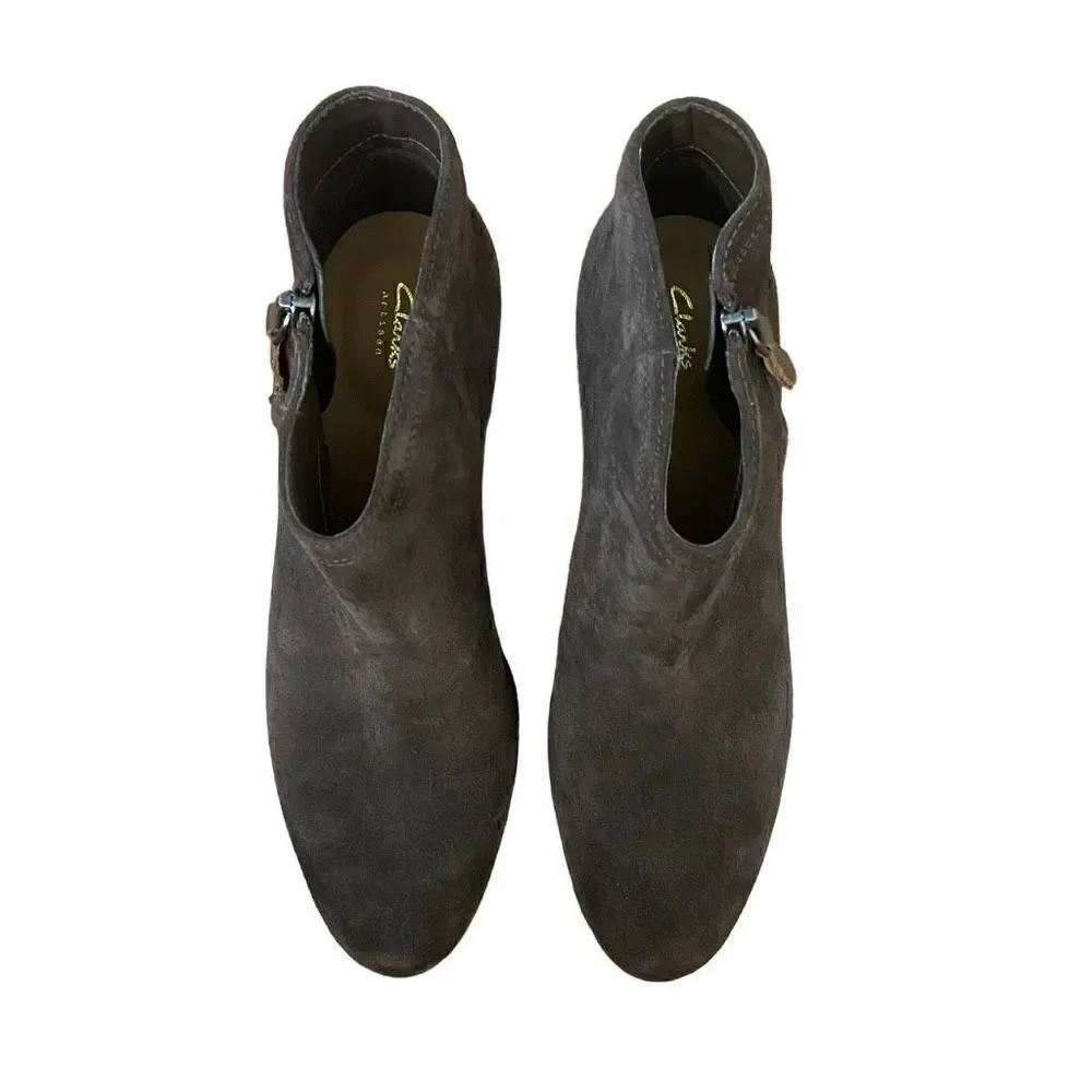 NEW Clarks Maypearl Alice Dark Brown Suede Ankle Booties Size 6.5